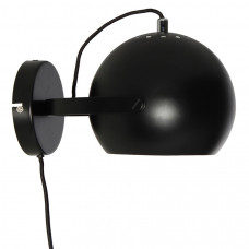 Лампа настенная ball с подвесом, ?18 см, черная матовая, черный шнур