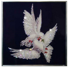 Картина ГОЛУБИНАЯ НЕЖНОСТЬ (кристаллы Swarovski) 40*40см